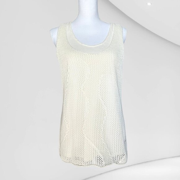 Donna Karan Double Layer White Lace Knit Tank – Size Medium - Picture 3 of 8